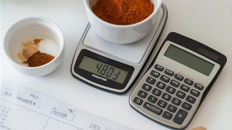 Calculando os custos de ingredientes para a precificação de cookies para vender, usando balança e calculadora