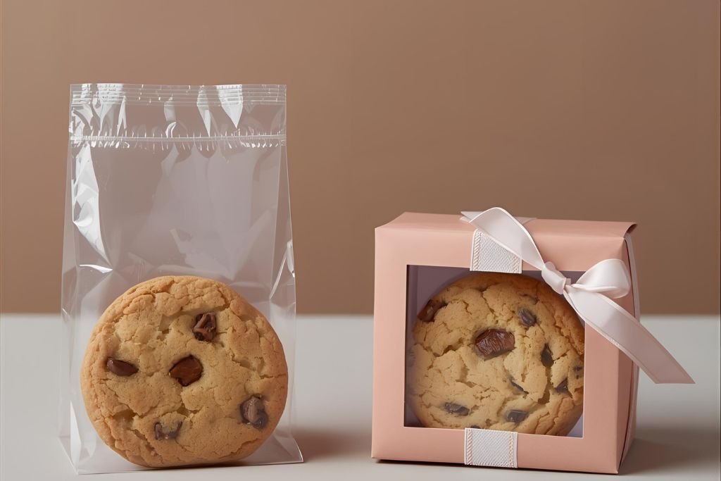 Comparação de preço de cookie caseiro com o preço de cookie gourmet, mostrando como a embalagem agrega valor ao produto