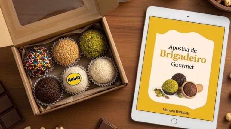 Análise completa da Apostila de Brigadeiro Gourmet da Marrara Bortoloti, mostrando se o material vale a pena para vender doces.