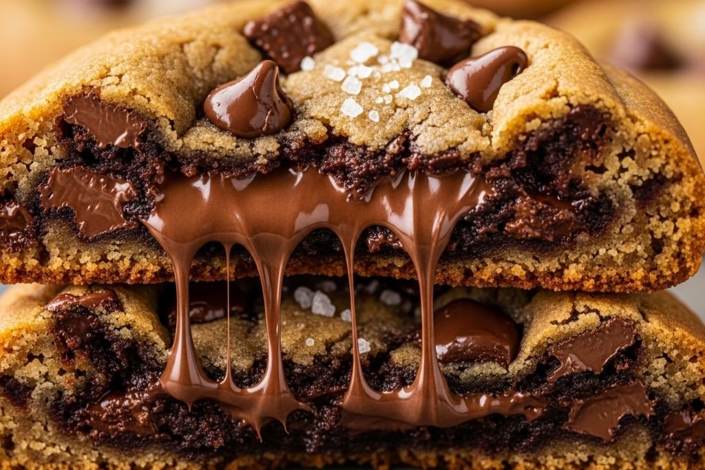 Ideias para um cardápio de doces gourmet lucrativo, com o exemplo de um cookie premium com chocolate belga derretido.