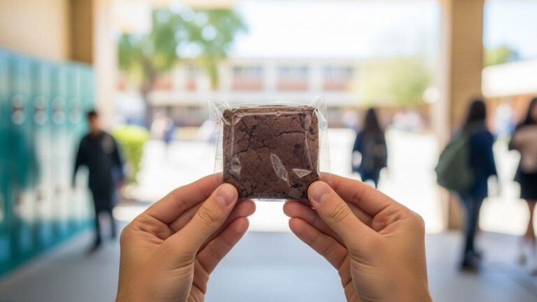 Guia completo de doces para vender na escola, com a imagem de um estudante segurando um brownie embalado para venda
