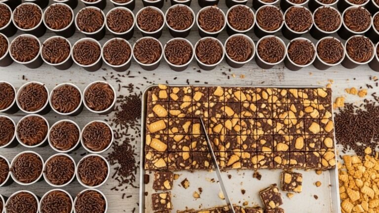 Cardápio de doces para vender por 1 real, mostrando a produção em massa de brigadeiro de copinho.