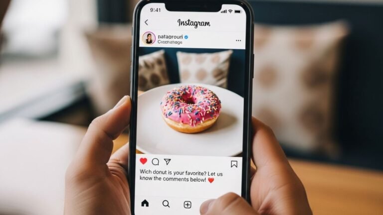 Exemplo de post no Instagram com legenda criativa para engajar seguidores e vender donuts
