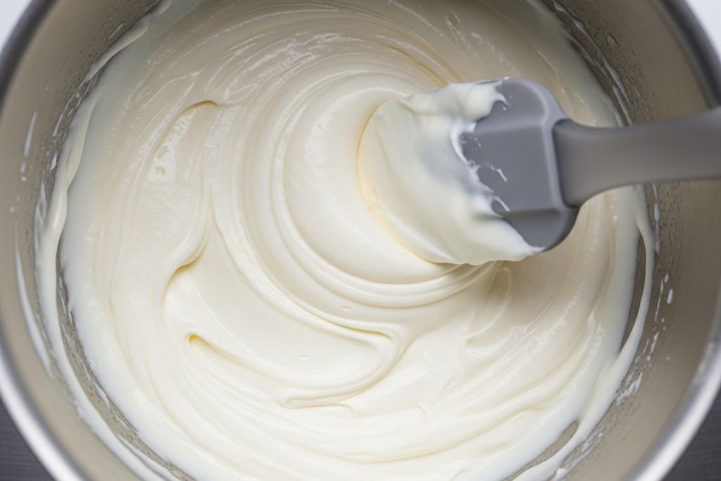 Ponto correto do recheio de Ninho para bolo de pote, mostrando a textura cremosa na panela, passo importante da receita.